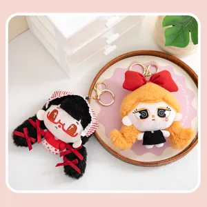 Cute cartoon girl plush doll keychain soft fluffy toy bag pendant cute accessory keyring