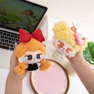 Cute cartoon girl plush doll keychain, creative big head soft toy bag pendant for daily use.