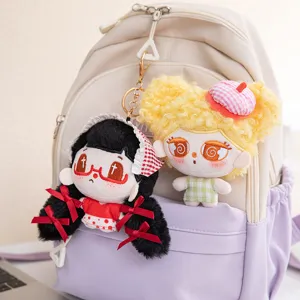 Cute plush doll keychain set, little girl cartoon plush pendant for backpack decoration.