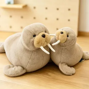 Cute stuffed walrus plush toy set, soft simulation sea animal doll pillow for kids gifts.