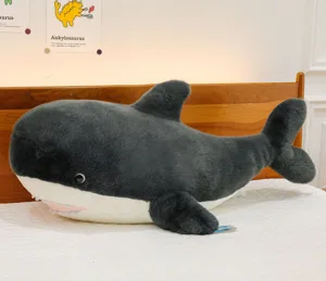 Large simulation orca shark plush toy cute marine animal stuffed doll pillow gift for kids