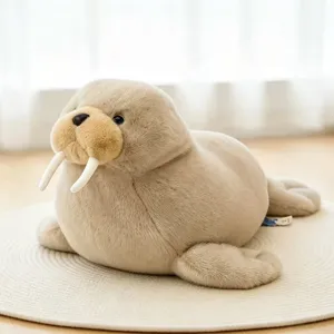 Adorable simulation walrus plush toy soft stuffed animal doll pillow for kids and girls