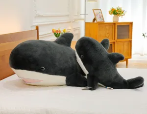 Large stuffed shark plush toy, cute ocean animal soft doll pillow for kids gift bedroom decor