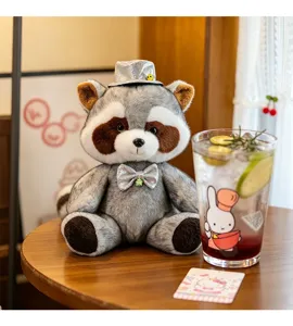 Gentleman raccoon plush toy stuffed doll cute soft animal children birthday gift decoration