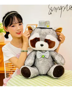 Cute gentleman raccoon plush toy doll stuffed animal soft toy for kids birthday gift