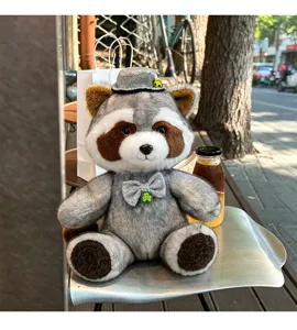 Cute gentleman raccoon plush toy doll stuffed animal cute gift for kids and children