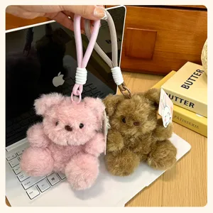 Cute plush bear keychain cute stuffed animal charm soft toy bag pendant gifts
