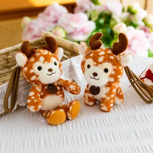 Cute plush deer keychain fawn pendant soft stuffed animal bag charm cute cartoon accessory main