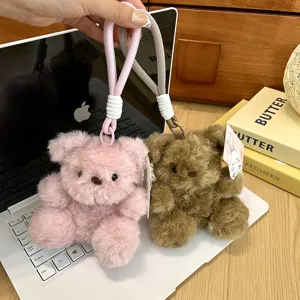 Plump plush teddy bear keychain cute doll bag pendant toy soft stuffed animal accessory
