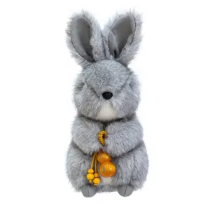 Schattig grijs pluche konijn knuffel pop tas hanger sleutelhanger cadeau voor kinderen leuk