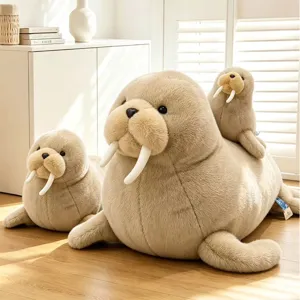 Simulation Walrus Plush Toy Cute Stuffed Animal Doll Soft Fluffy Pillow Children Birthday Gift Home Decor