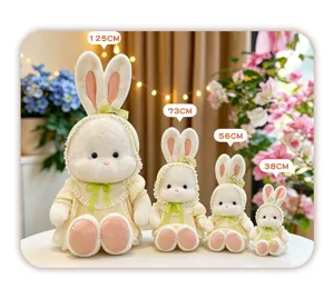Süßes Plüschtier Hase im Kleid, weiche Stofftier Puppe als Geschenk für Kinder und Mädchen.