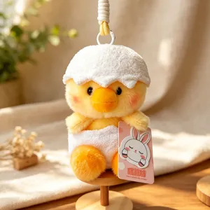 Adorable pendentif peluche poussin coquille d'œuf, porte-clés poupée douce pour sac.