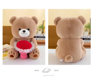 Cute cartoon rose bear plush toy doll pillow for Valentine's Day gift and room decor.