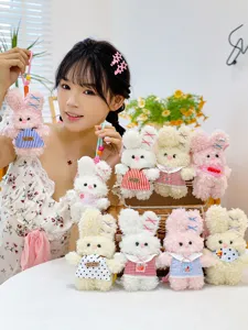 Cute plush rabbit keychain doll soft stuffed bunny toy hanging ornament for bag accessory gift