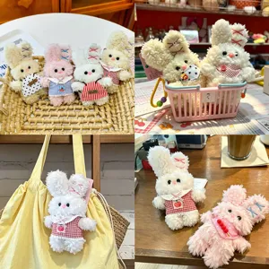 Cute plush rabbit keychain fluffy bunny doll soft bag pendant healing gift accessory