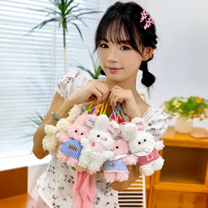 Plush rabbit pendant cute keychain soft stuffed doll bag charm fluffy toy gift cute design