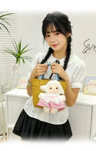 Schattige pluche schaap hanger stro tas charm zachte speelgoed cartoon tas accessoire