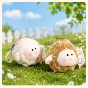 Cute fluffy sheep plush keychain soft stuffed doll bag pendant lovely animal toy gift