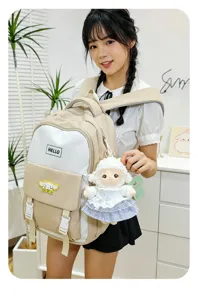 Leuke pluche schaap hanger rugzak met schattige cartoon patch stijlvolle dagtas