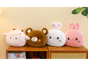 Cute cartoon animal plush pillow soft bear rabbit cushion for office home room decor