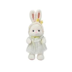 Süßes Plüschkaninchen Puppe mit Kleid weiches Stofftier Geschenk für Kinder Mädchen