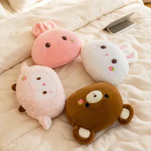 Cartoon Animal Plush Pillow Cute Rabbit Bear Sheep Cushion Office Nap Dormitory Chair Back Strawberry Embroidery Toy
