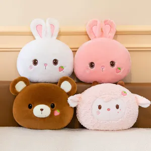 Cute cartoon animal plush pillows featuring soft rabbit, bear, and lamb designs for home office.
