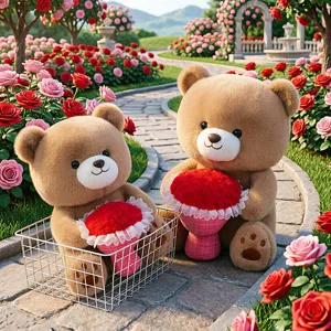 Cute rose teddy bear plush toy doll romantic valentine gift girl room decor main view