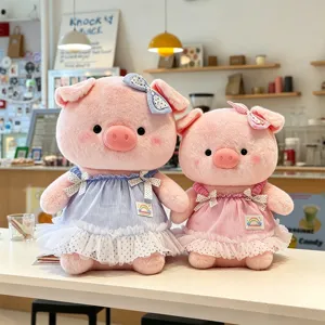 Cute couple pig plush toys stuffed animals cute doll birthday gift for kids girls main view