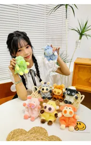 Cute button plush doll keyring creative hanging toy stuffed animal keychain bag charm accessory