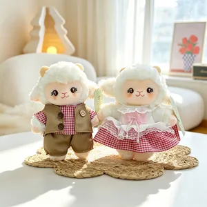 Schattig koppel schaap pluche speelgoed set gevulde dierlijke poppen met kleding cadeau
