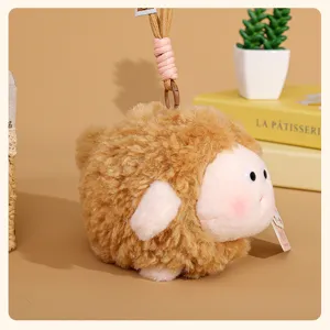 Cute fluffy sheep plush pendant key chain soft stuffed toy bag charm for daily use.