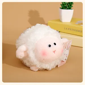 Cute fluffy sheep plush toy pendant, soft white stuffed animal bag charm and cute keychain.