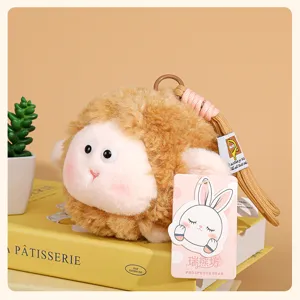 Cute fluffy sheep plush toy keychain, soft ball lamb bag charm and cute doll pendant for daily.