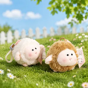 Cute fluffy sheep plush keychain soft round doll bag pendant cute toy gift cute accessory