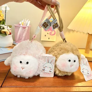 Cute fluffy sheep plush keychain bag pendant soft stuffed animal doll keyring decoration