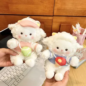 Mignon mouton de sport en peluche pendentif porte-clés moelleux poupée couple bureau