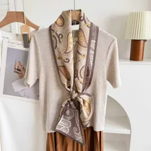 Silk wool blend double layer streamer scarf versatile high-end necktie autumn winter fashion