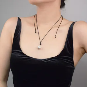 Collier Pendentif Perle Artificielle Cordon Cire Noir Femme Design Niche Chaîne Clavicule Bijou Quotidien