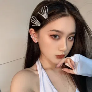 Gothic Skeleton Hand Hair Claw Rhinestone Alloy Hair Clip Punk Hair Accessories For Women Party