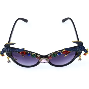 Luxury baroque crystal swallow sunglasses women fashion party decorative eyewear shade