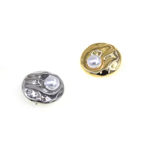 French vintage style metal pearl brooch elegant irregular pleated texture coat suit accessories