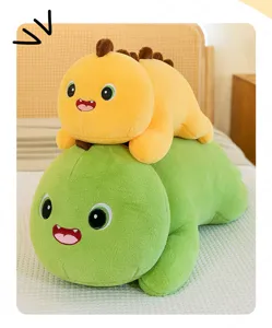 Cute cartoon dinosaur plush toy long body pillow soft sleeping doll for bed decoration