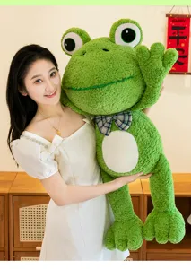 Cute giant green frog plush toy soft stuffed doll hug pillow birthday gift for kids