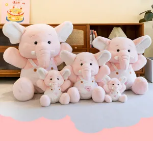 Cute pink elephant plush toy soft stuffed animal doll comforting pillow for kids birthday gift.