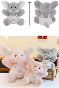 Cute soft elephant plush toy with lovely white overalls, perfect soothing companion gift for kids.