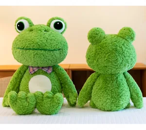 Cute green frog plush toy doll soft stuffed animal birthday gift children pillow detail view