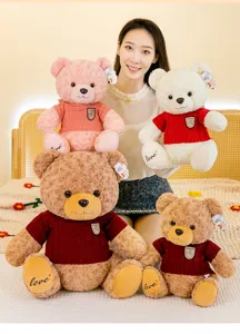 Ours en peluche adorable avec pull en tricot, grand doudou douillet pour enfants et amis.