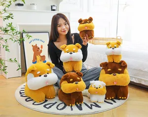 Cute cartoon dog plush toy, soft stuffed animal doll, wonderful kids birthday gift pillow.